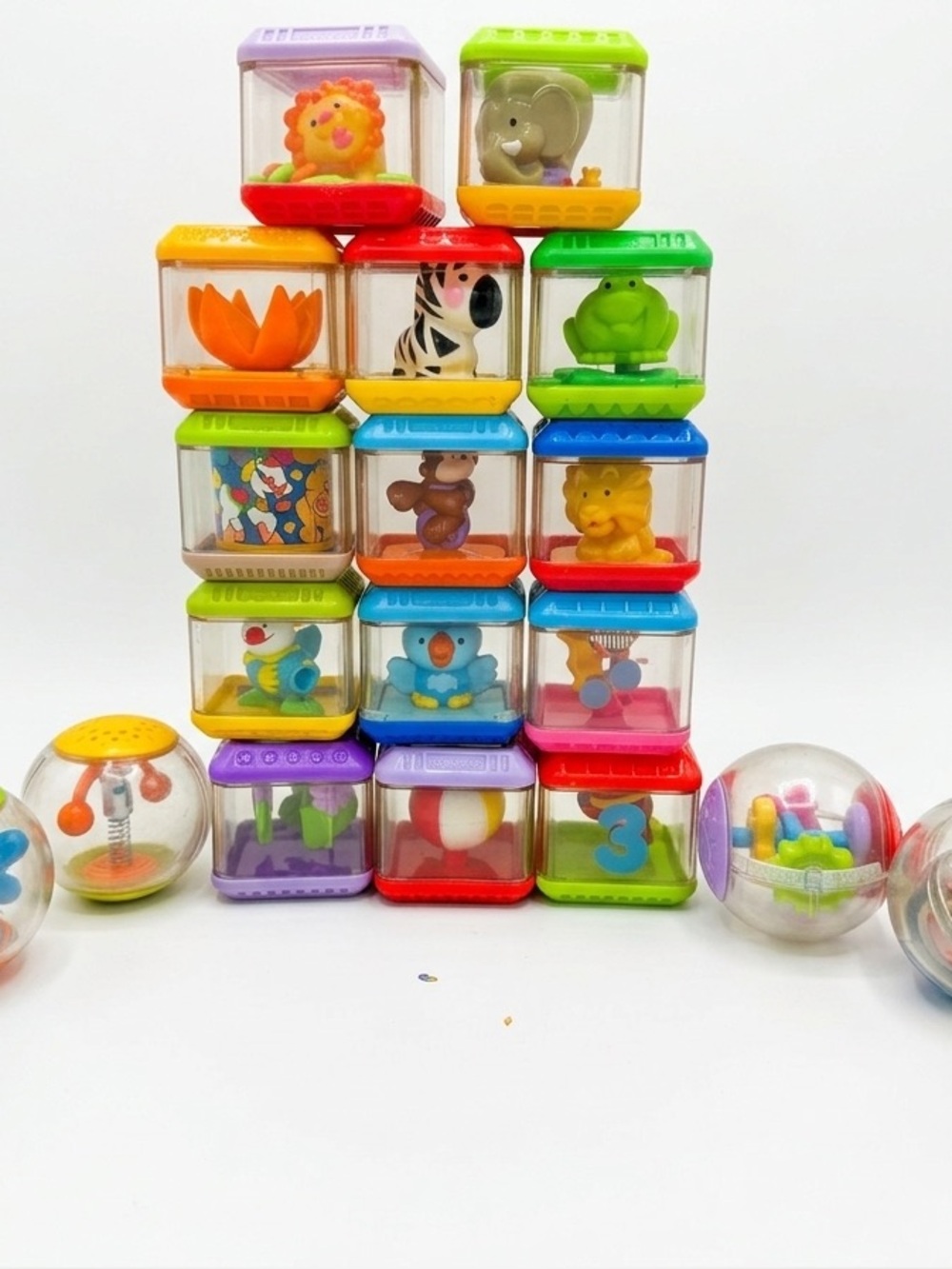 FISHER-PRICE Peek-A-Blocks & Roll-A-Rounds Huge 21pc Sensory Lot! - Picture 2 of 4